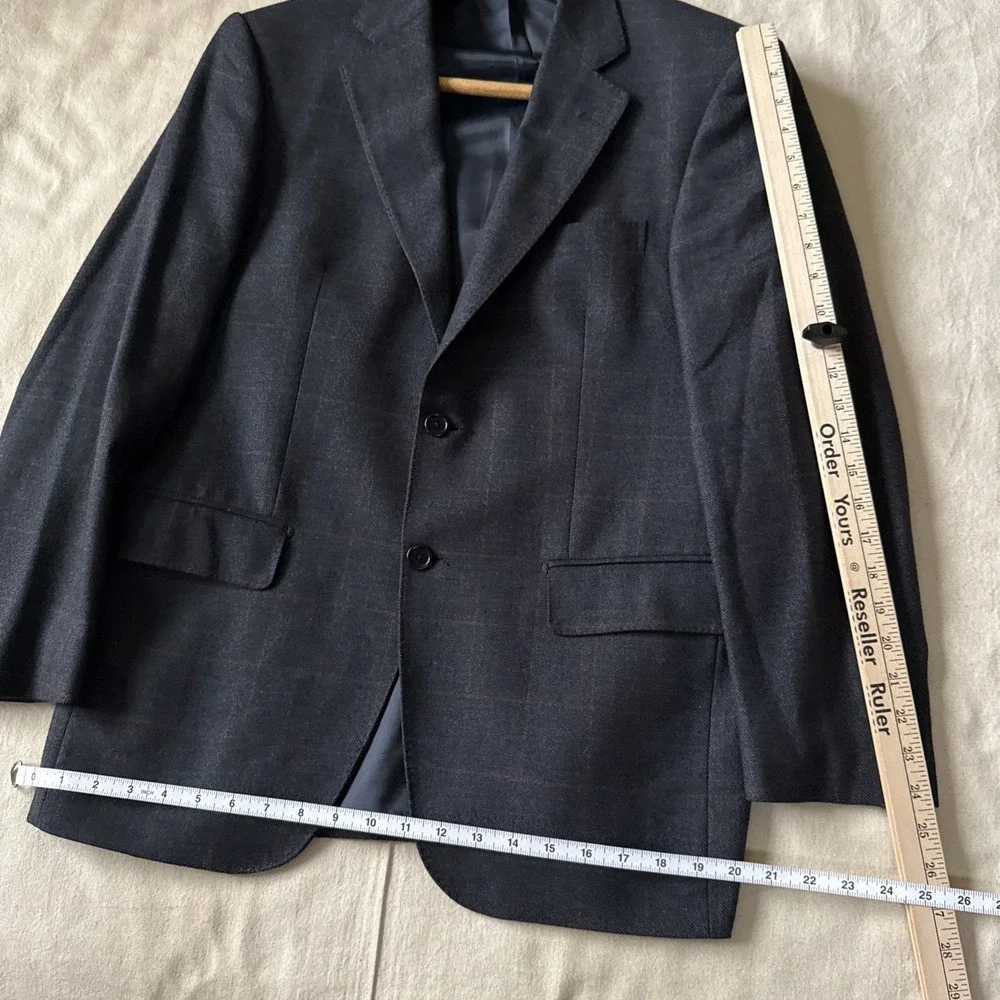 Barneys New York Gray Plaid Super 120s Wool Blazer 38s Fits 42 Made in Italy